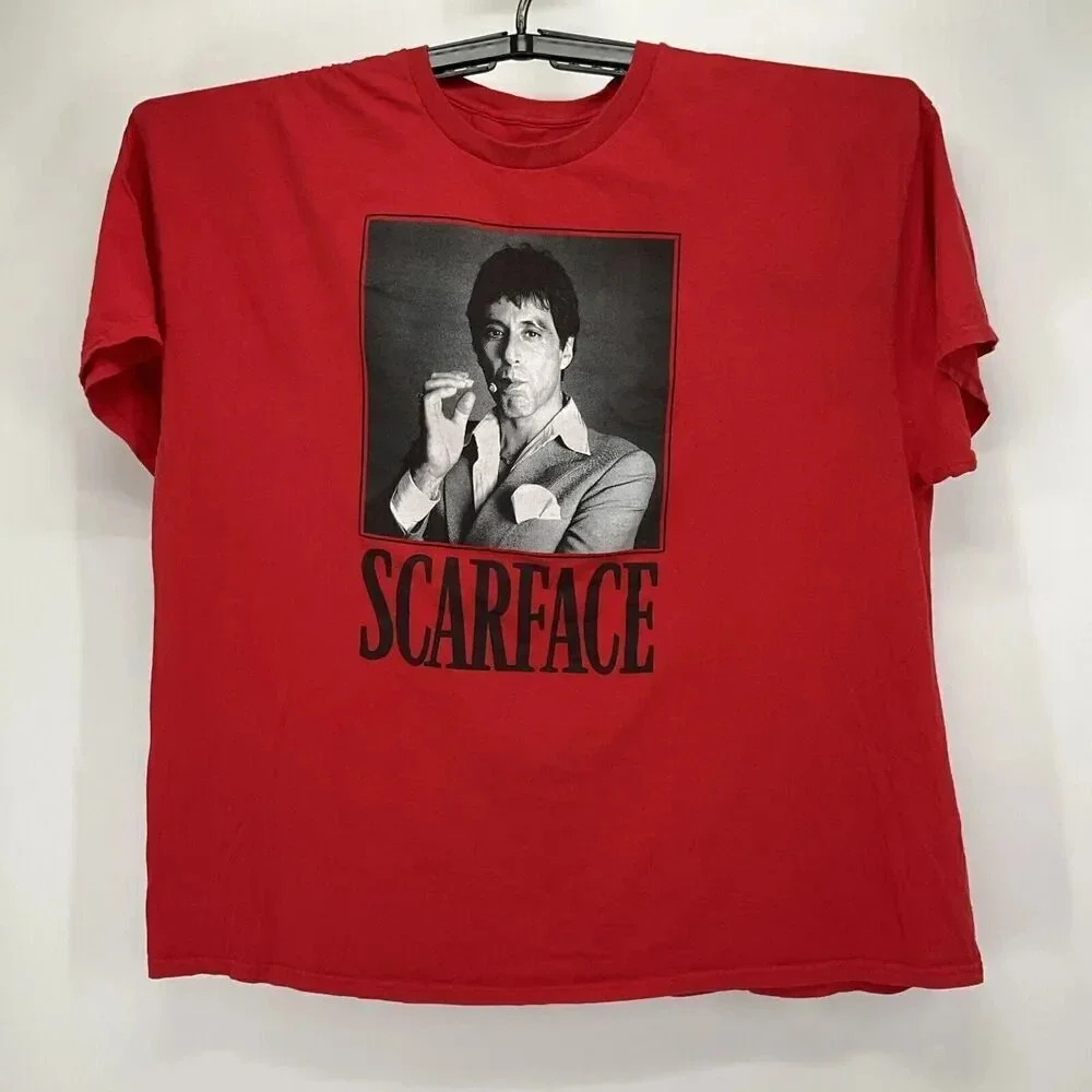 SCARFACE Shirt Tony Montana Men's 4X Red Graphic T Shirt Famous Gangster Tee